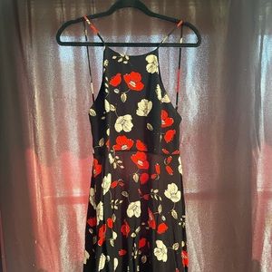 Black floral backless party dress.